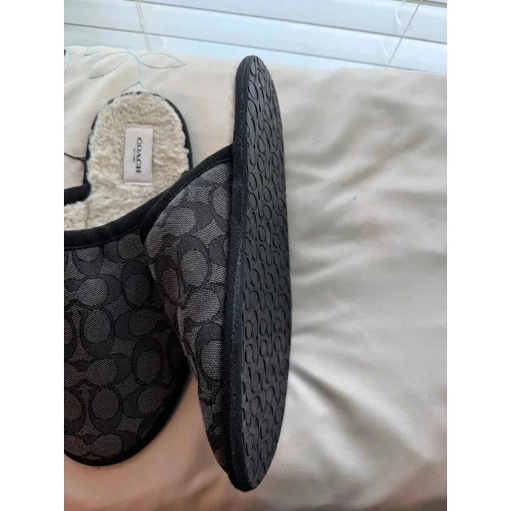 Coach Signature Canvas & Fleece House Slippers / Mules WOMEN